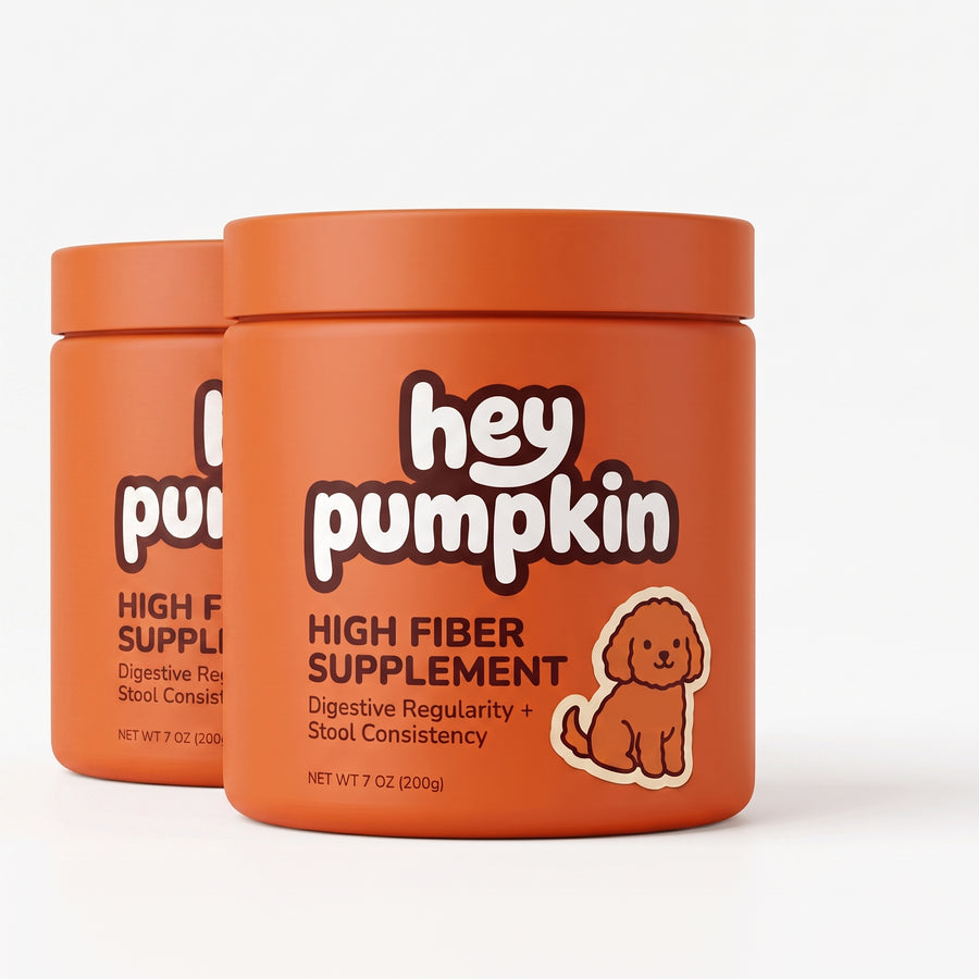 Two tubs of Hey Pumpkin high fiber supplement