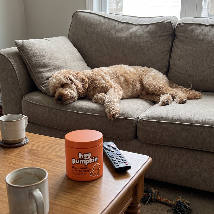 Cockapoo relaxed on the sofa
